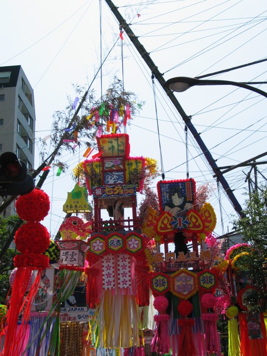 Beautifully decorated bamboo branches